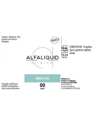 E-liquide 10ml  menthe alfaliquid