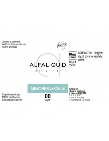 E-liquide 10ml  menthe glaciale alfaliquid